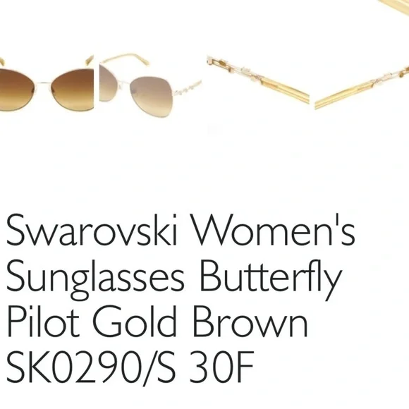 Swarovski butterfly pilot Women's Sunglasses with case - Picture 3 of 16